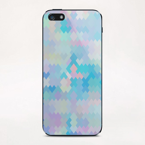 geometric square pixel pattern abstract in blue and pink iPhone & iPod Skin by Timmy333