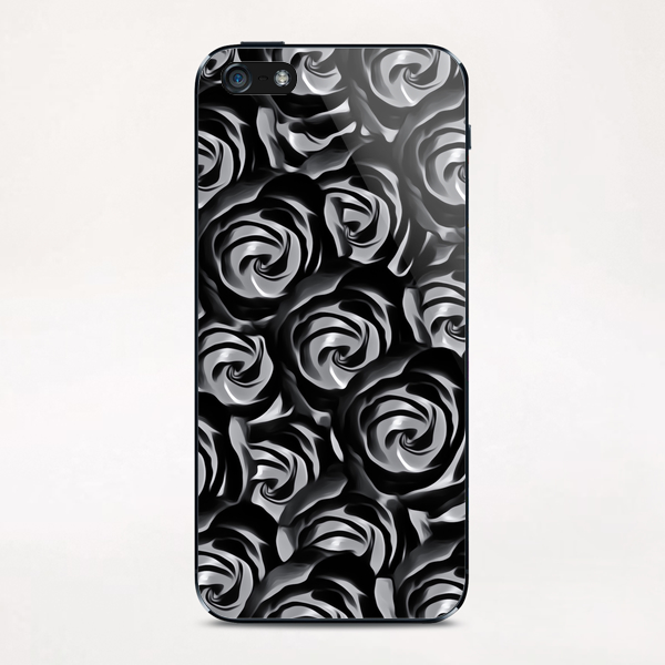 blooming rose pattern texture abstract background in black and white iPhone & iPod Skin by Timmy333