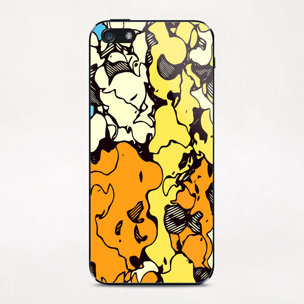 psychedelic graffiti painting abstract in orange yellow and blue iPhone & iPod Skin by Timmy333