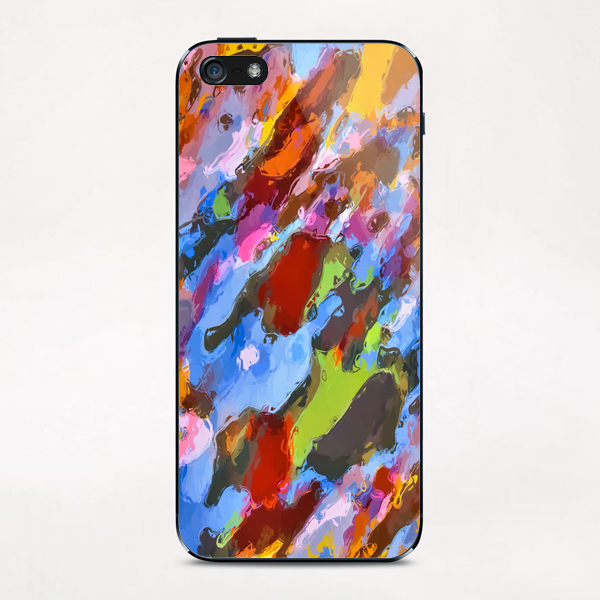 camouflage pattern painting abstract background in green blue pink orange brown iPhone & iPod Skin by Timmy333