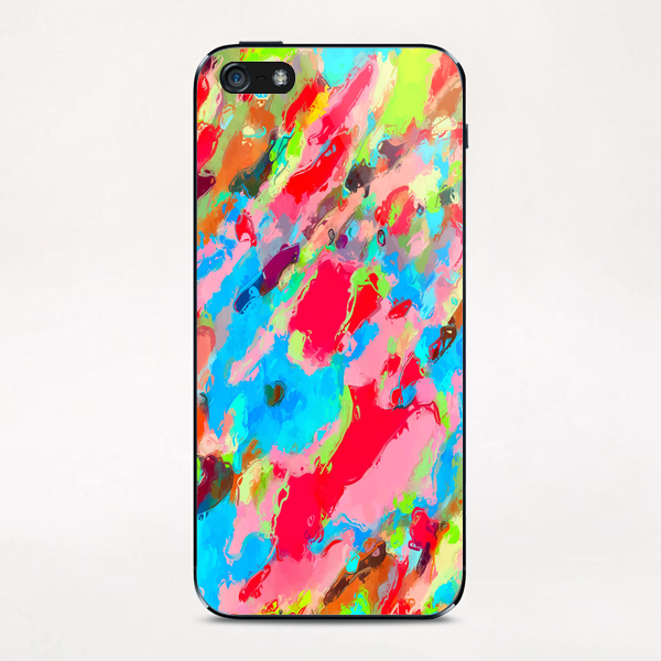 camouflage pattern painting abstract background in green blue pink red orange iPhone & iPod Skin by Timmy333