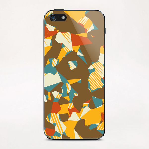 geometric graffiti drawing and painting abstract in brown yellow blue and orange iPhone & iPod Skin by Timmy333