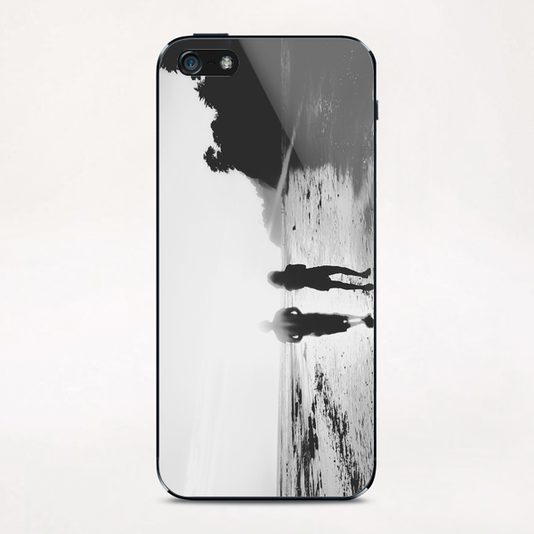 walking on the with sunset light in black and white iPhone & iPod Skin by Timmy333