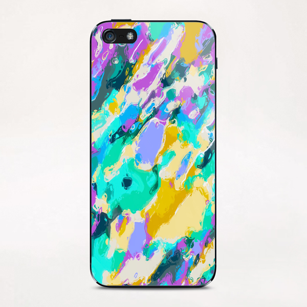 camouflage pattern painting abstract background in green blue purple yellow iPhone & iPod Skin by Timmy333