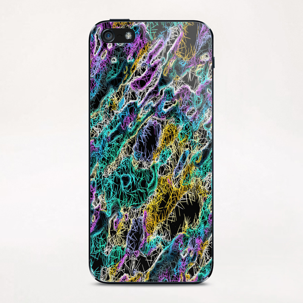 psychedelic rotten sketching texture abstract background in green purple yellow iPhone & iPod Skin by Timmy333