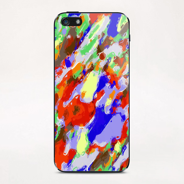 camouflage pattern painting abstract background in red blue green yellow brown purple iPhone & iPod Skin by Timmy333