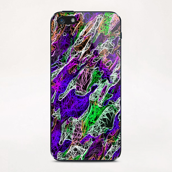 psychedelic rotten sketching texture abstract background in purple blue green iPhone & iPod Skin by Timmy333