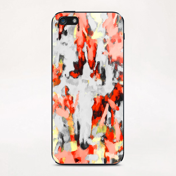 splash painting texture abstract background in red pink yellow black iPhone & iPod Skin by Timmy333