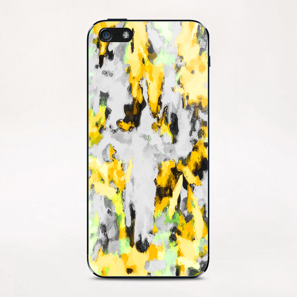 splash painting texture abstract background in yellow black green iPhone & iPod Skin by Timmy333