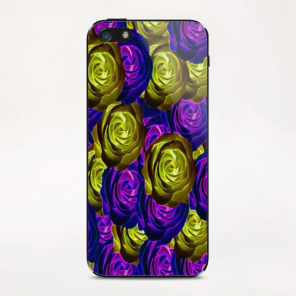 blooming rose texture pattern abstract background in pink purple yellow iPhone & iPod Skin by Timmy333