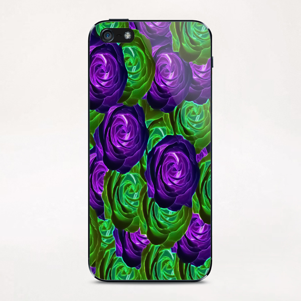 blooming rose texture pattern abstract background in purple and green iPhone & iPod Skin by Timmy333