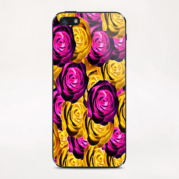 blooming rose texture pattern abstract background in pink and yellow iPhone & iPod Skin by Timmy333