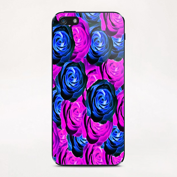 blooming rose texture pattern abstract background in pink and blue iPhone & iPod Skin by Timmy333