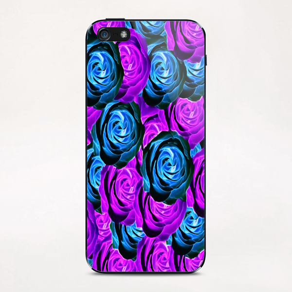 blooming rose texture pattern abstract background in purple and blue iPhone & iPod Skin by Timmy333