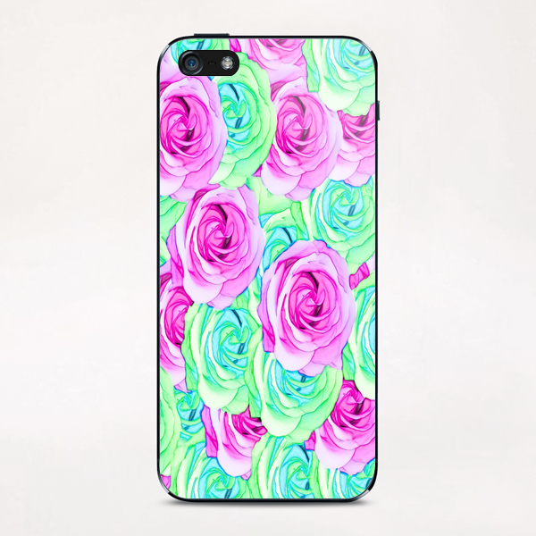 blooming rose texture pattern abstract background in pink and green iPhone & iPod Skin by Timmy333