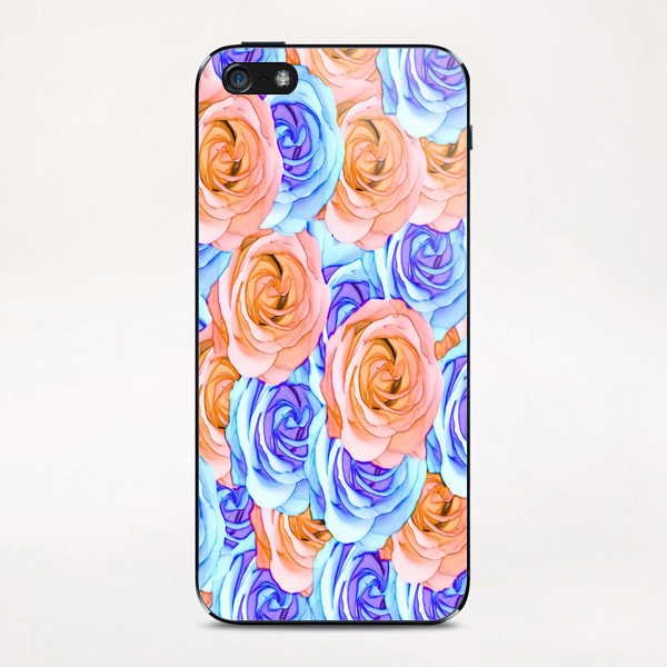 blooming rose texture pattern abstract background in red and blue iPhone & iPod Skin by Timmy333