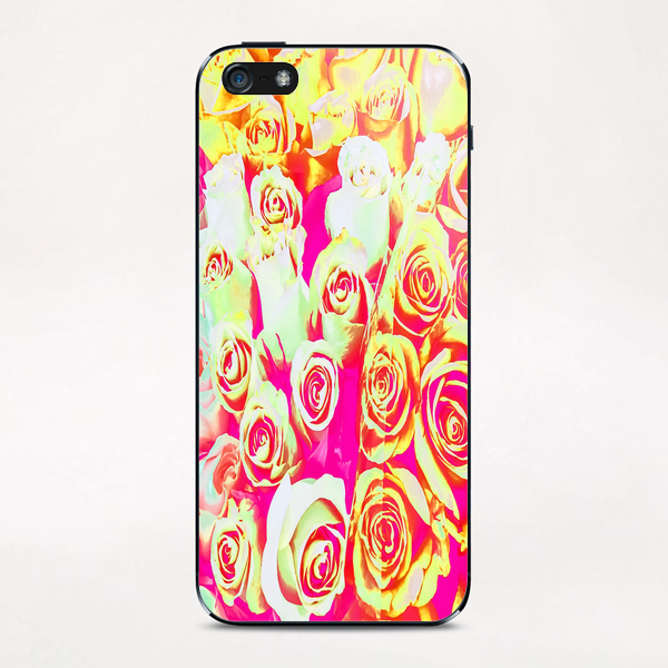 bouquet of roses texture pattern abstract in pink red yellow iPhone & iPod Skin by Timmy333