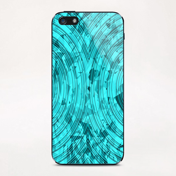 psychedelic geometric circle pattern abstract background in blue and green iPhone & iPod Skin by Timmy333