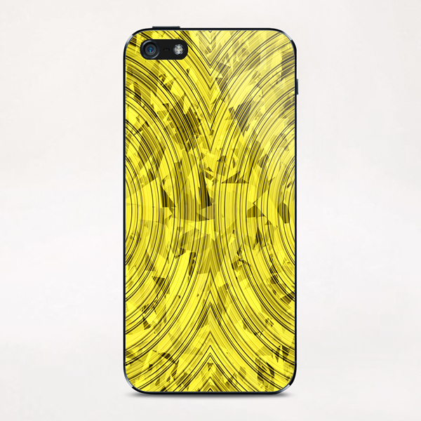 psychedelic geometric circle pattern abstract background in yellow iPhone & iPod Skin by Timmy333