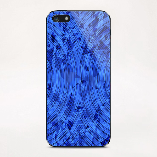 psychedelic geometric circle pattern abstract background in blue iPhone & iPod Skin by Timmy333