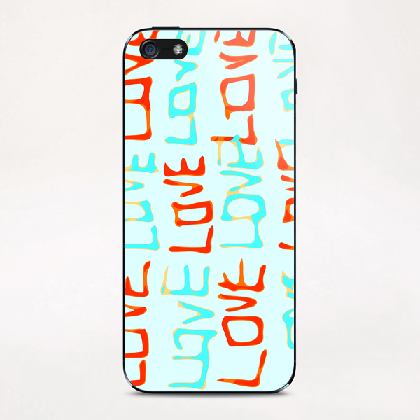 LOVE alphabet handwriting drawing in red and blue iPhone & iPod Skin by Timmy333
