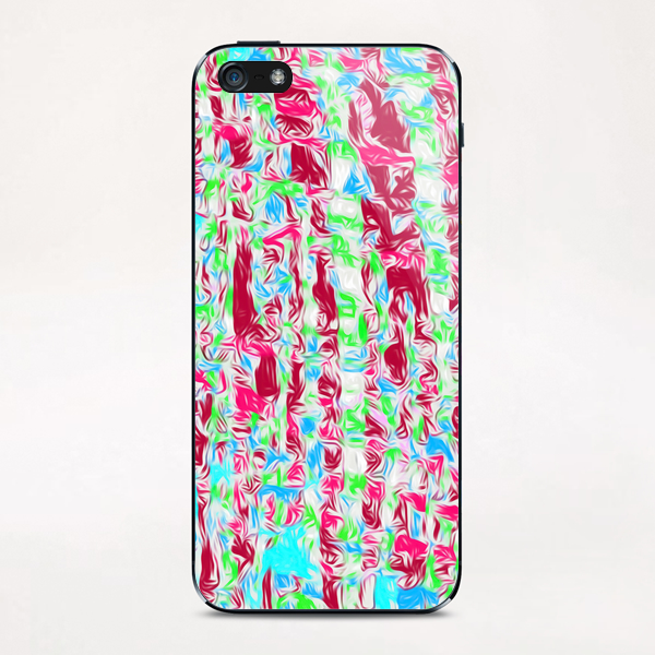 psychedelic painting texture abstract pattern background in pink blue green iPhone & iPod Skin by Timmy333