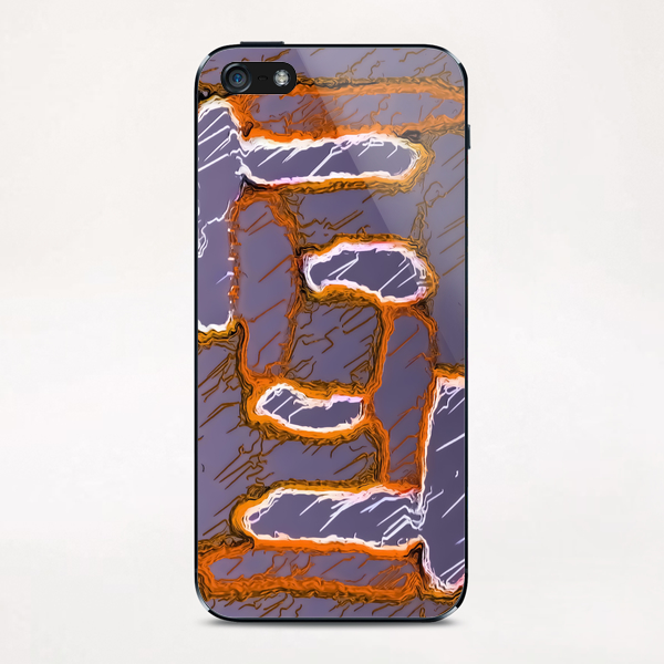 vintage psychedelic painting texture abstract background in orange and grey iPhone & iPod Skin by Timmy333