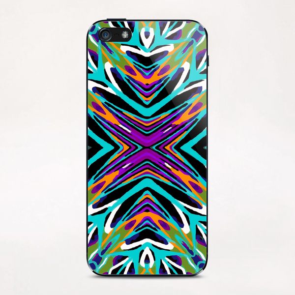 psychedelic geometric graffiti abstract pattern in green blue purple orange iPhone & iPod Skin by Timmy333