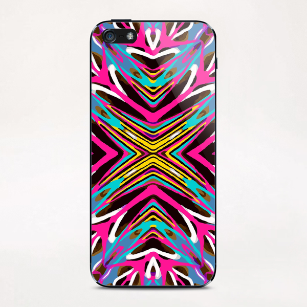 psychedelic geometric graffiti abstract pattern in pink blue yellow brown iPhone & iPod Skin by Timmy333