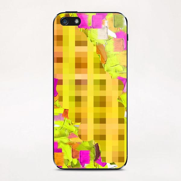 green yellow pink brown painting and pixel abstract background iPhone & iPod Skin by Timmy333