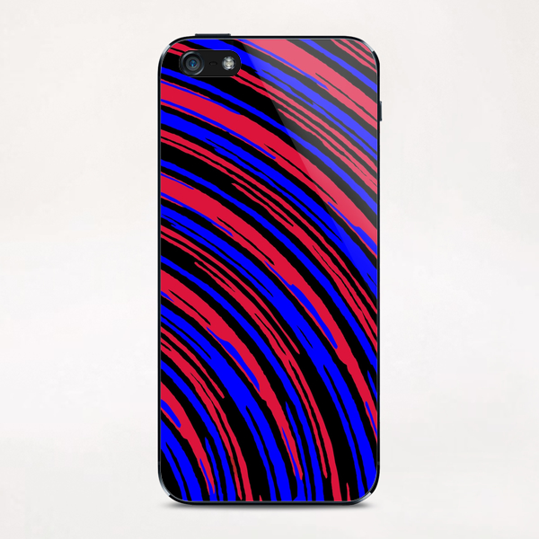 graffiti line drawing abstract pattern in red blue and black iPhone & iPod Skin by Timmy333