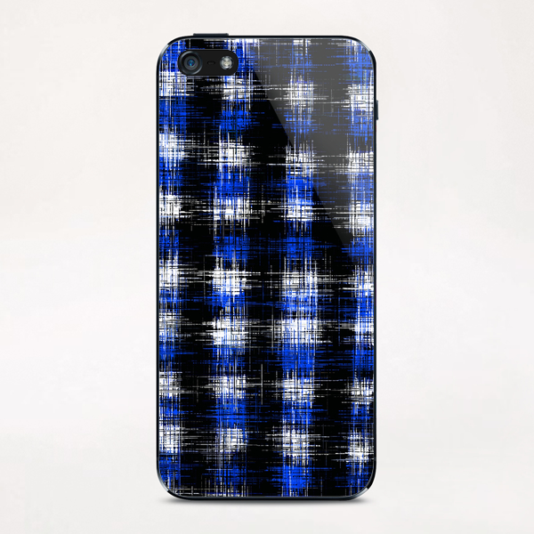 plaid pattern painting texture abstract in blue and black iPhone & iPod Skin by Timmy333