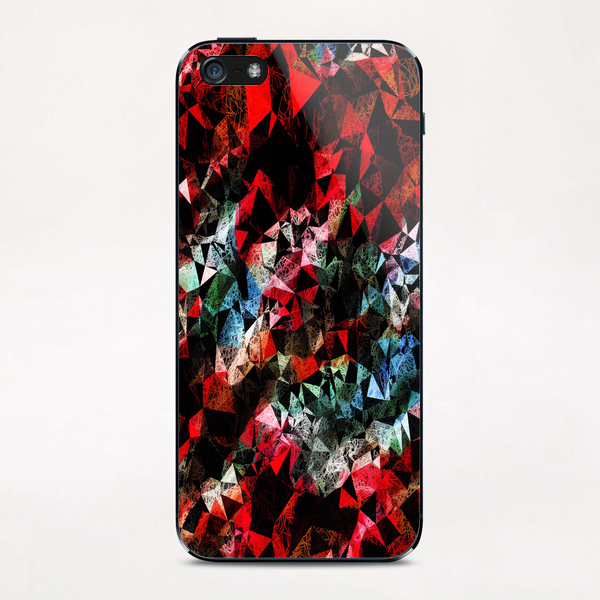 psychedelic geometric polygon triangle pattern abstract in red blue and black iPhone & iPod Skin by Timmy333