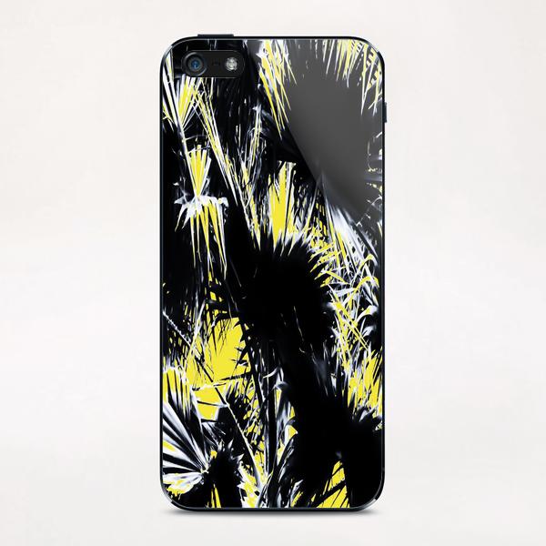 black and white palm leaves with yellow background iPhone & iPod Skin by Timmy333