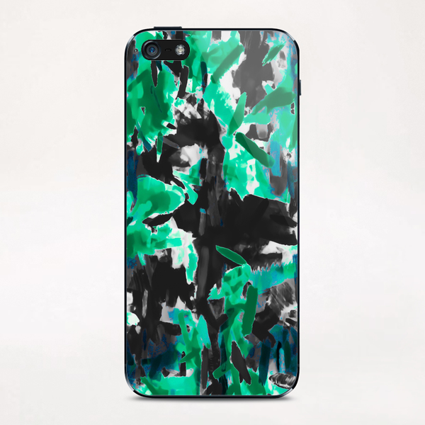 psychedelic vintage camouflage painting texture abstract in green and black iPhone & iPod Skin by Timmy333