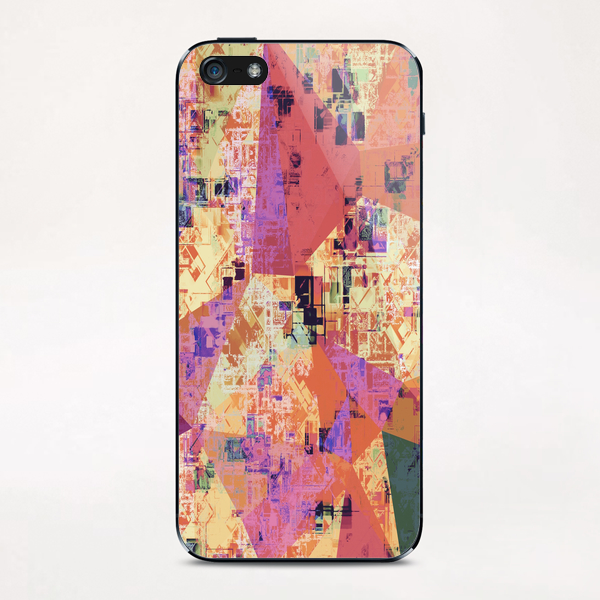 psychedelic geometric triangle polygon pattern abstract in pink orange purple brown iPhone & iPod Skin by Timmy333