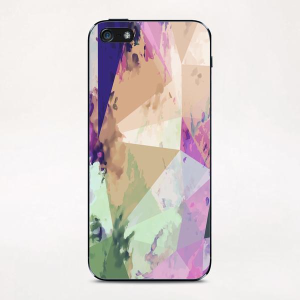 psychedelic geometric triangle polygon pattern abstract in pink green brown blue iPhone & iPod Skin by Timmy333