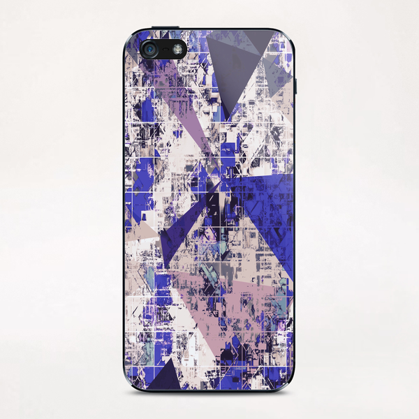 psychedelic geometric triangle polygon pattern abstract in blue and pink iPhone & iPod Skin by Timmy333