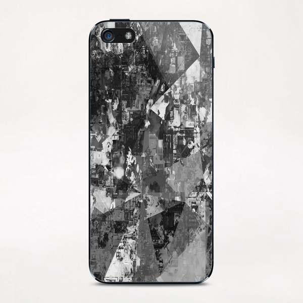 psychedelic geometric triangle polygon pattern abstract background in black and white iPhone & iPod Skin by Timmy333