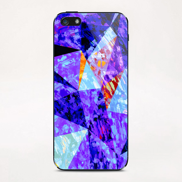 vintage psychedelic geometric triangle polygon pattern abstract in purple blue orange iPhone & iPod Skin by Timmy333