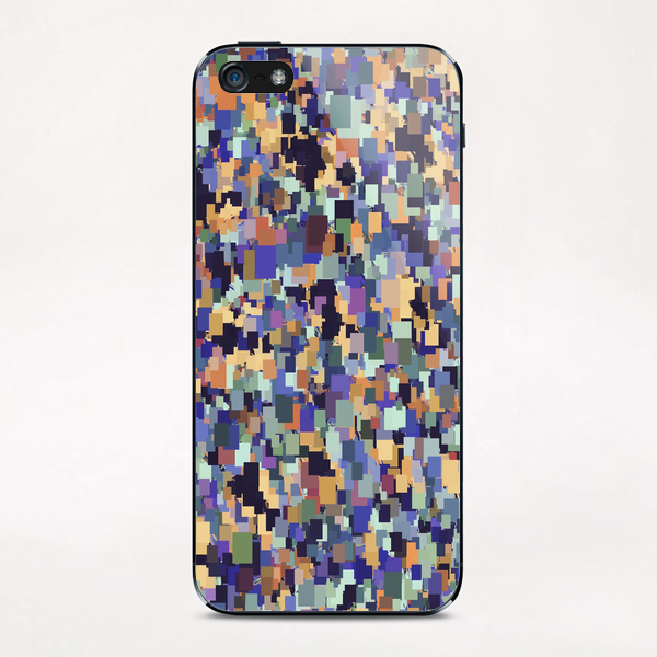 vintage geometric square pixel pattern abstract in purple blue brown iPhone & iPod Skin by Timmy333