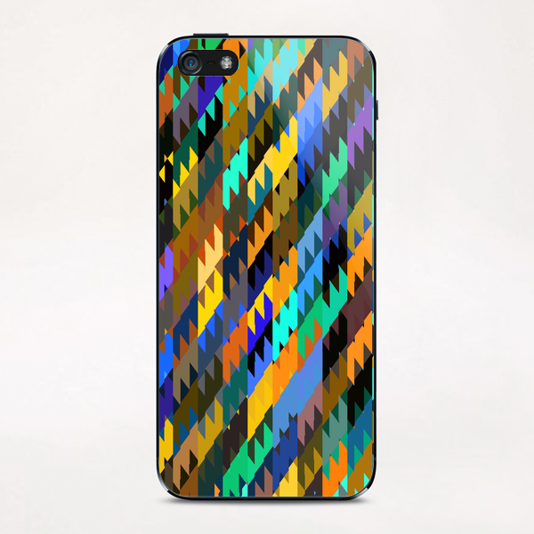 vintage geometric triangle polygon pattern abstract background in orange brown green blue iPhone & iPod Skin by Timmy333