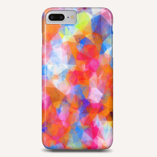 geometric triangle pattern abstract background in orange pink blue Phone Case by Timmy333