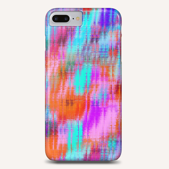 psychedelic geometric painting texture abstract background in pink blue orange purple Phone Case by Timmy333