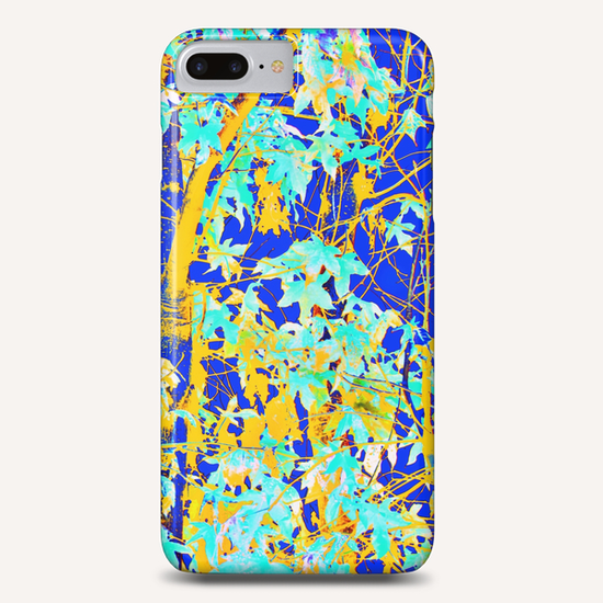 green maple tree leaf with blue and yellow abstract background Phone Case by Timmy333