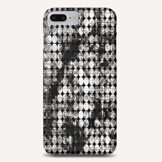 vintage psychedelic circle pattern painting abstract background in black and white Phone Case by Timmy333