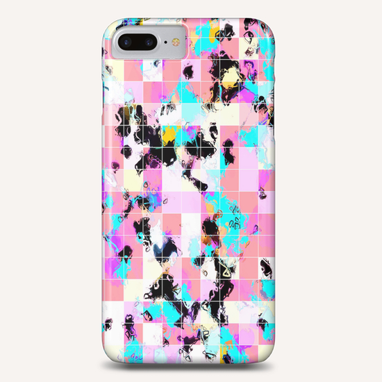 geometric square pattern abstract in pink blue Phone Case by Timmy333