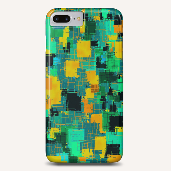 geometric square pattern abstract in green and yellow Phone Case by Timmy333