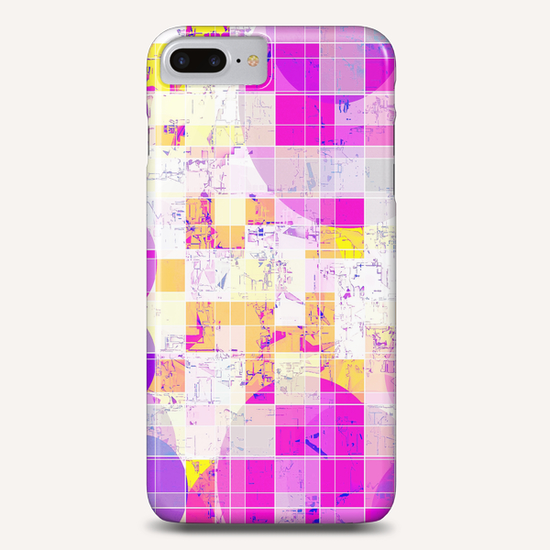 geometric square and circle pattern abstract in pink purple yellow Phone Case by Timmy333