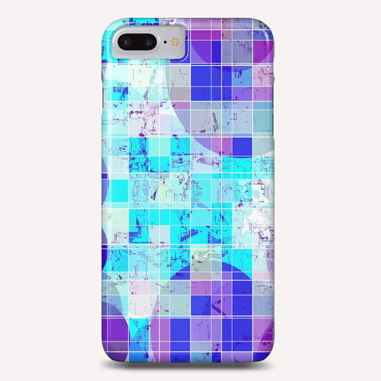 geometric square and circle pattern abstract in blue Phone Case by Timmy333